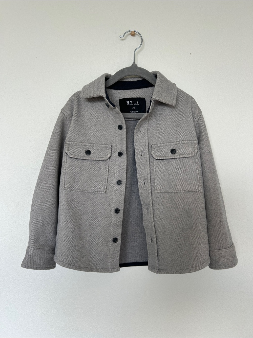 BYLT Gray Wool-Blend Shirt Jacket